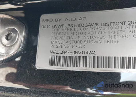 2014 Audi S5 3.0T Premium Plus из США, поврежденный, VIN WAUCGAFH0EN014242